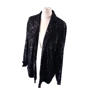 BNWT Marks & Spencer Collection relaxed fit black sequin open blazer jacket UK12 - Picture 1 of 14