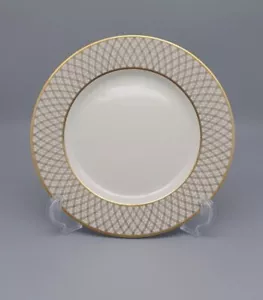 Plato de ensalada ""Dinastía"" Fitz and Floyd marfil con oro 7 3/8" hecho en Japón - Imagen 1 de 7