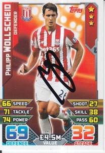 PHILIPP WOLLSCHEID HAND SIGNED STOKE CITY MATCH ATTAX CARD 15/16.
