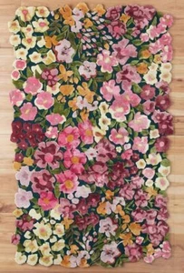 Alfombra floral acolchada a mano para sala de estar, dormitorio, oficinas, habitación de niños - Imagen 1 de 8