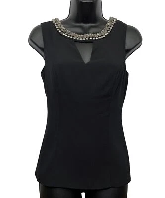 Blusa sin mangas XOXO Talla S Y2K Cuello Cerradura Espalda Abierta Con Cuentas Negra Elegante Foto 1 de 4