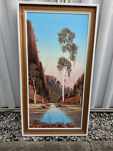 Big Henk Guth oil on board Painting Ellery Gorge Central Australia 101cm x 55cm - Picture 1 of 7