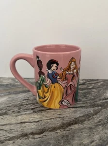 Disney Princess Coffee Mug 14 oz Ceramic Pink Belle Cinderella Ariel Tiana - Picture 1 of 5