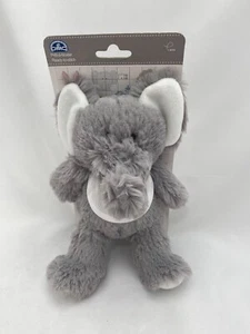PUPAZZETTO ELEFANTE PELUCHE GRIGIO MORBIDISSIMO CON BAVIGLIA DA RICAMARE DMC - Picture 1 of 1