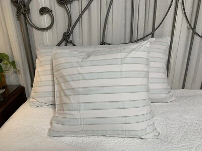 pair Simply Shabby Chic cabana coastal stripe custom hand-made 20" pillow shams - Image 1 of 4