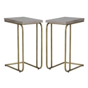 Home Square Lucius 11.75" Concrete C-shaped End Table in Gray - Set of 2 - Picture 1 of 2