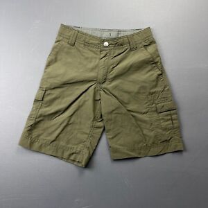 REI Cargo Shorts Boys XS 6-7, Nylon Adjustable Waist Logo Green Hike Camp Fish