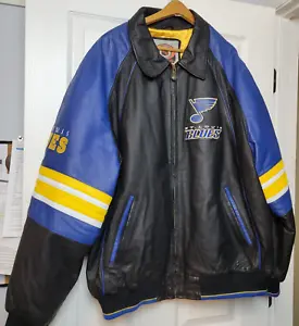 St Louis Blues   Leather Varsity XX Lg Jacket Coat NHL G-III Sport Carl Banks - Picture 1 of 12