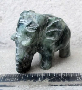 Karen Hill Tribe Jade Elephant Miniature Figurine Hand Carved - Picture 1 of 9