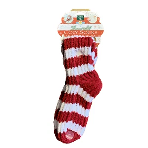 EARTH THERAPEUTICS Red & White Striped Dream Silk COZY SOCKS w/Shea Butter NWT - Picture 1 of 3