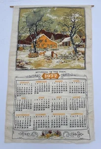Calendario da parete asciugamano da tè vintage 1977 da collezione panno biancheria ritorno in fattoria - Foto 1 di 1