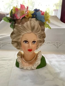 Vintage Parma AAI KOPF VASE A- 44 ? & Kunstperlen ORIGINAL BLUMEN GRÜN KLEID EXC. - Bild 1 von 12