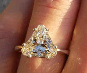 Zertifizierter natürlicher 3,40ct Trillion Cut weißer Diamant 925 Silber Verlobungsring - Bild 1 von 9