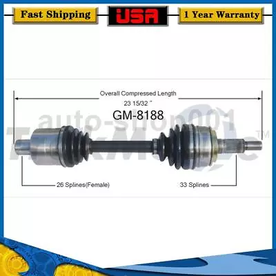 Eje delantero izquierdo CV eje articulado para Chevrolet Astro AWD 4,3 L 2005 2004 2003 Foto 1 de 2