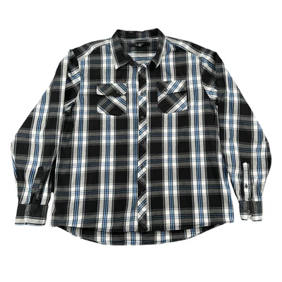 Rue21 Camisa Negra Para Hombres A Cuadros Informal Manga Larga Abotonada Algodón XXL Foto 1 de 4