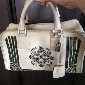 Loewe Rare Amazona 28 Hand Bag Color White Bijoux With Storage *Seq8606 - Picture 1 of 7
