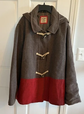 Old Navy Jacket Womens 2XL Brown Red Hooded Toggle Duffle Wool Blend Coat - Image 1 of 4