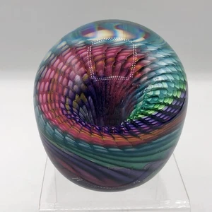 2008 Epiphany Studio Glass Rainbow Swirl Paperweight Signed/ Dated /b - Picture 1 of 9