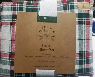 NEW Bee & Willow Flannel  Queen Cotton Festive Plaid - Image 1 of 3