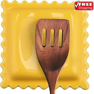 Ceramic Ravioli Spoon Rest for Stove Top, Spatula Holder for Counter, Funny Yell - Picture 1 of 9