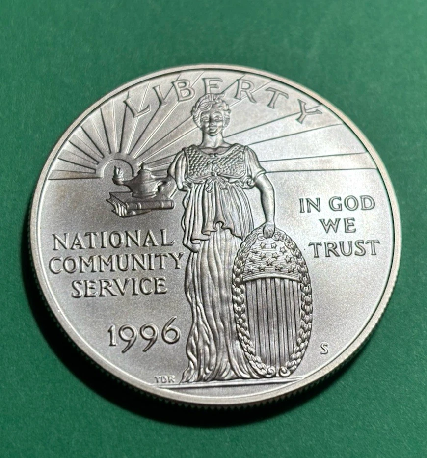 1996 "S" Uncirculated *COMMUNITY SERVICE* BU Silver Dollar  (No Box Or Coa) - Image 1 of 2