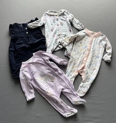 Confezione Vestiti Neonato Bambina 0-3 Mesi Outfit Prima Taglia Body Set x4 - Immagine 1 di 4