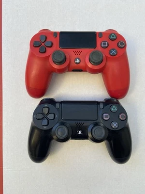 Lot of 2 Sony DualShock 4 Wireless Controllers – Jet Black & Magma Red - Image 1 of 4