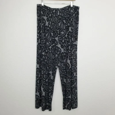 Pantalones de mujer Bob Mackie talla XL pierna ancha florales cachemira elásticos florales Foto 1 de 4