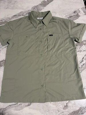 Camisa de pesca Columbia para mujer manga corta M verde botón delantero senderismo al aire libre Foto 1 de 4