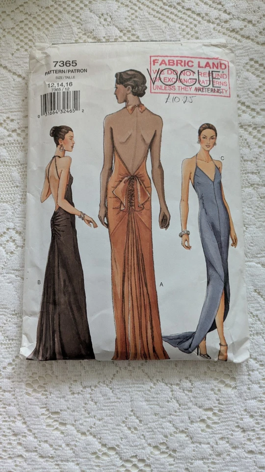 Vintage Vogue Bias Cut Halter Neck Evening Dress Pattern 7365 - Image 1 of 4