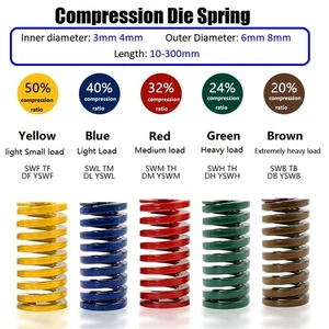 Die Spring Compression Die Spring Light/Medium/Heavy Load Duty OD 6/8mm ID 3/4mm - Picture 1 of 15