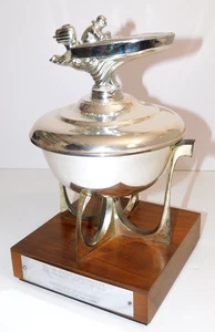 Vintage MCM Power Race Speed Boat Silver Cup Metal 12" Tall Speedboat Trophy - Picture 1 of 12