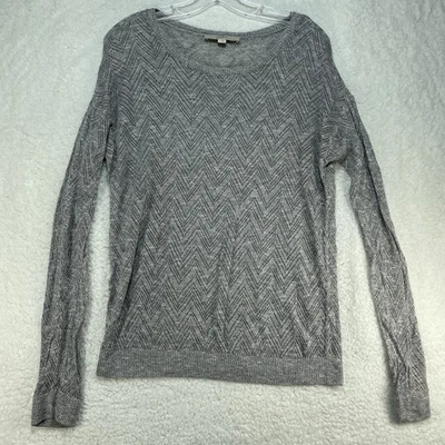 Ann Taylor Loft Sweater Womens Size Large Gray Linen Long Sleeve Round Neck - Image 1 of 4