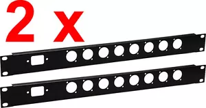 2x 19 Zoll 1U Rack Panel, gestanzt 1x IEC Power + 8x XLR R1282 Penn Elcom - Bild 1 von 3