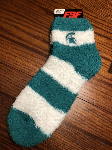 Michigan State MSU Spartans Fuzzy Soft Women’s Socks For Bare Feet FBF One Size Cover