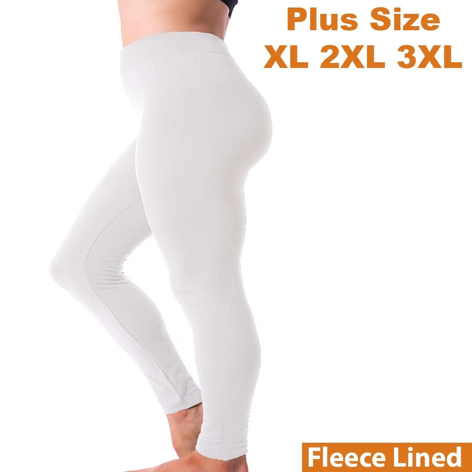  Kuda Moda Women Fleece Lined Warm Full Length Legging Pants Plus Size 1X 2X 3X - Image 1 of 4