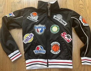 Vtg East West Jacket NBA Logo Basketball Patches Letterman Snap Kids Youth Sz S - Picture 1 of 7