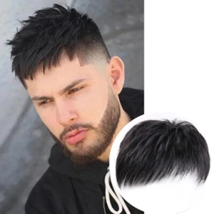 Mens Short Black Toupee Natural Look Heat-Resistant Synthetic Fibre Wig Fashion - Picture 1 of 4