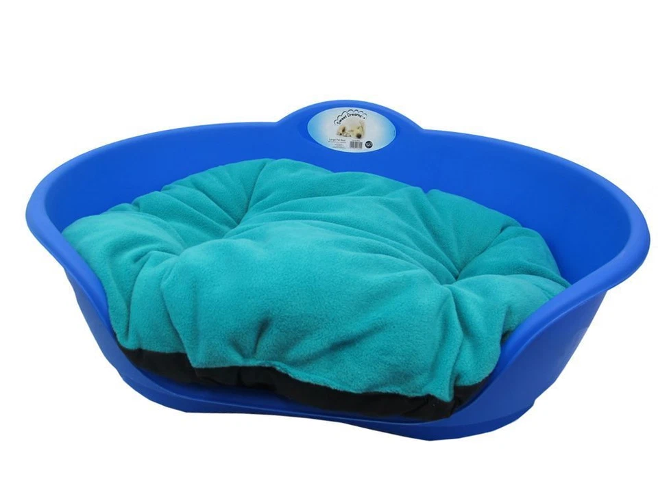 Heavy Duty ROYAL BLUE Pet Bed With TEAL GREEN Cushion UK MADE Dog Or Cat Basket  - Image 1 of 1