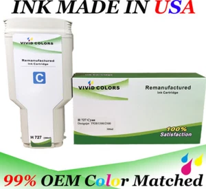VC Remanufactured Cyan F9J76A HP727 Ink Cartridge for T2500 Printer 300ML - Picture 1 of 2