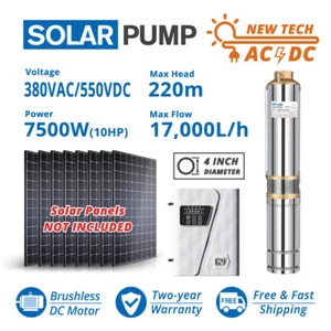4" AC/DC Deep Bore Well Solar Water Pump 7.5KW 10HP 380V 220m DC Bomba Solares - Picture 1 of 8