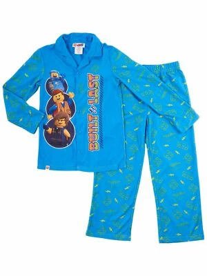 Juego para dormir pijama de franela de 2 piezas construido para durar película Lego azul para niños Foto 1 de 3