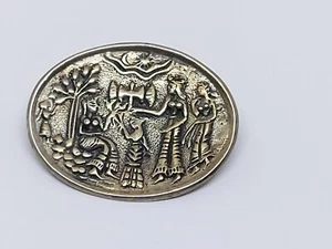 Vintage Palace of Knossos Minoan Crete Sterling Silver 835 Brooch Pin - Picture 1 of 9