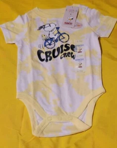 NWT Garanimals boys 6-9 months yellow camo Snoopy one-piece romper with snaps - Picture 1 of 1