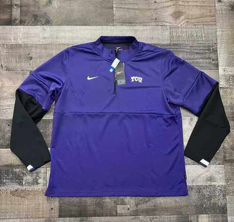 Texas Christian University Half-Zip Thermal Top sz XL mens Black Purple TCU Cover