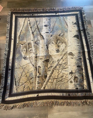Manta de tiro de lobo en abedul tapiz afgano David Wenzal Foto 1 de 4