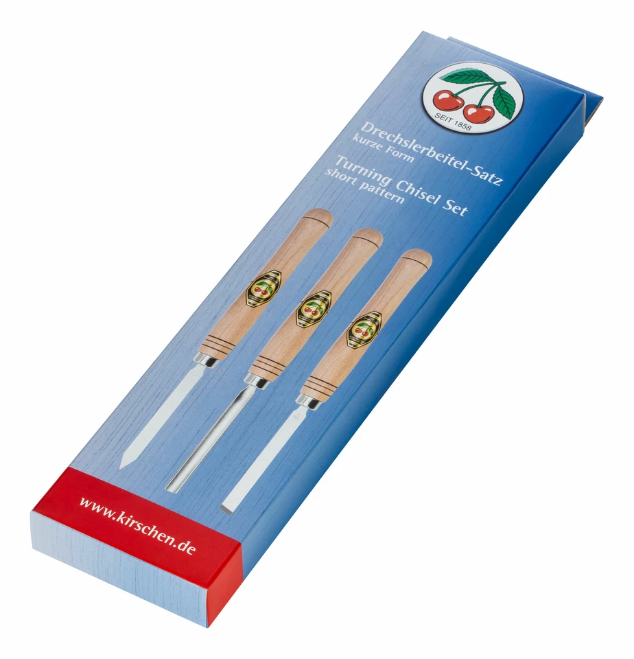 Kirschen Drechslerbeitelsatz mit kurzem Weißbuchenheft im Verkaufskarton - 1635 - Bild 1 von 1