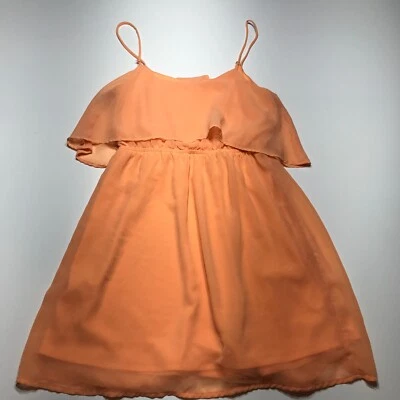 Vestido Solero Freebird Adolescente Talla Pequeña Naranja Ligero Mini Gasa con Forro Foto 1 de 4