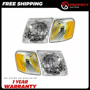 New Headlights + Corner Lights Assembly For 2001-2005 Ford Explorer Sport Trac - Imagen 1 de 9