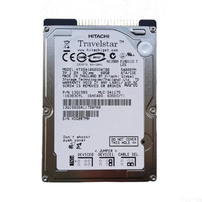 Hitachi 60GB HTS541060G9AT00 5400RPM PATA IDE 2.5" Laptop HDD Hard Disk Drive - Image 1 of 3